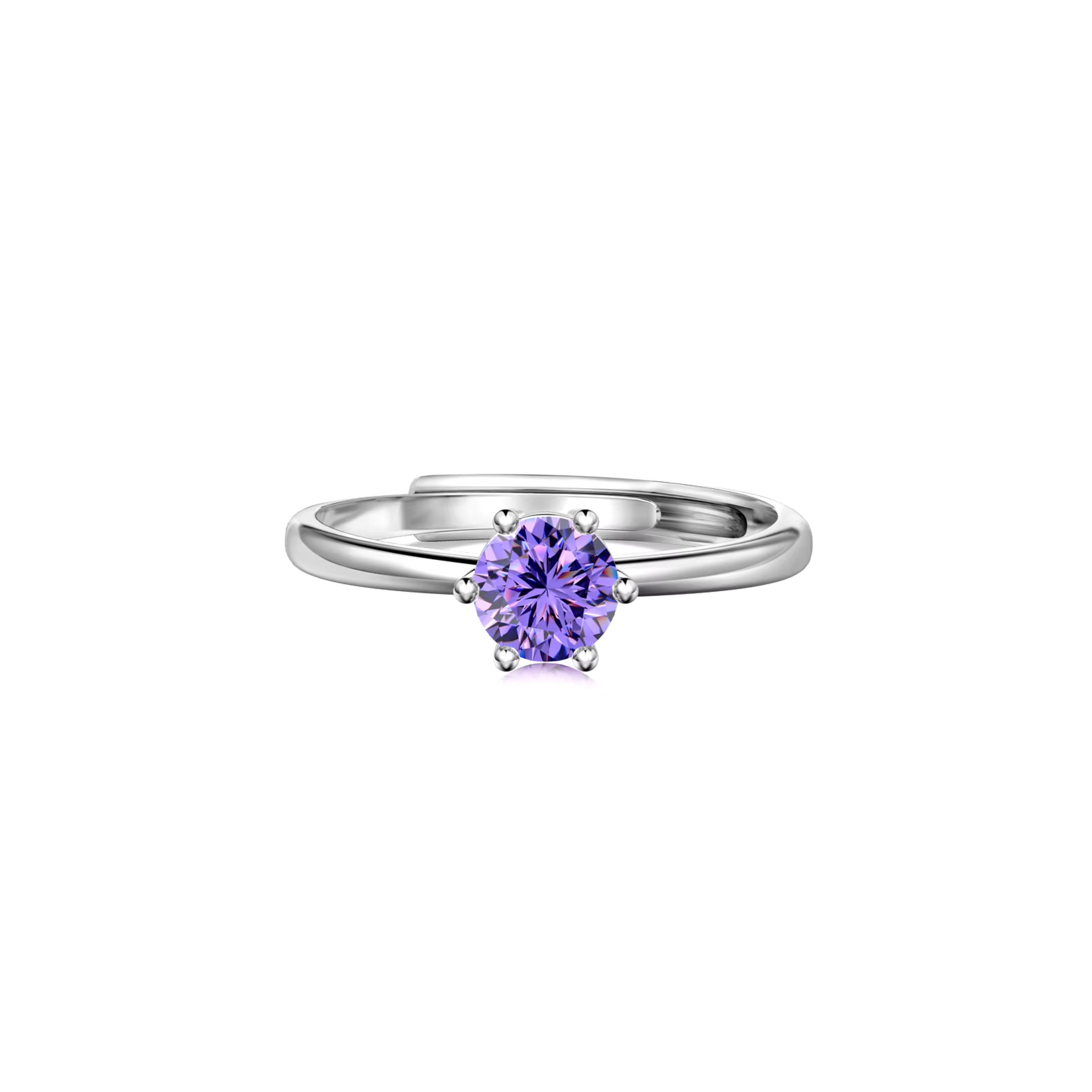 Dainty Birthstone Ring Plateado