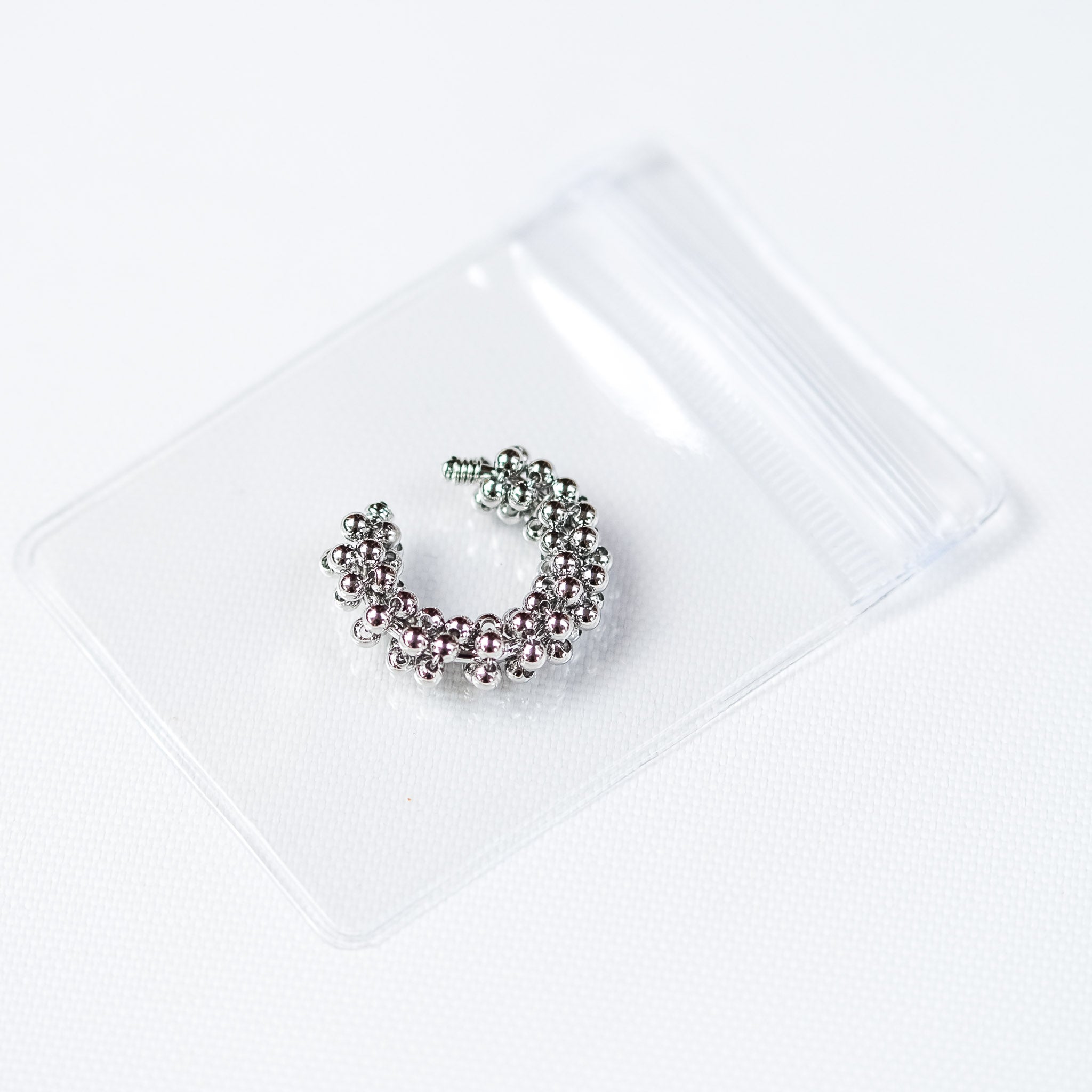 Silver Bead Chunky Earcuff