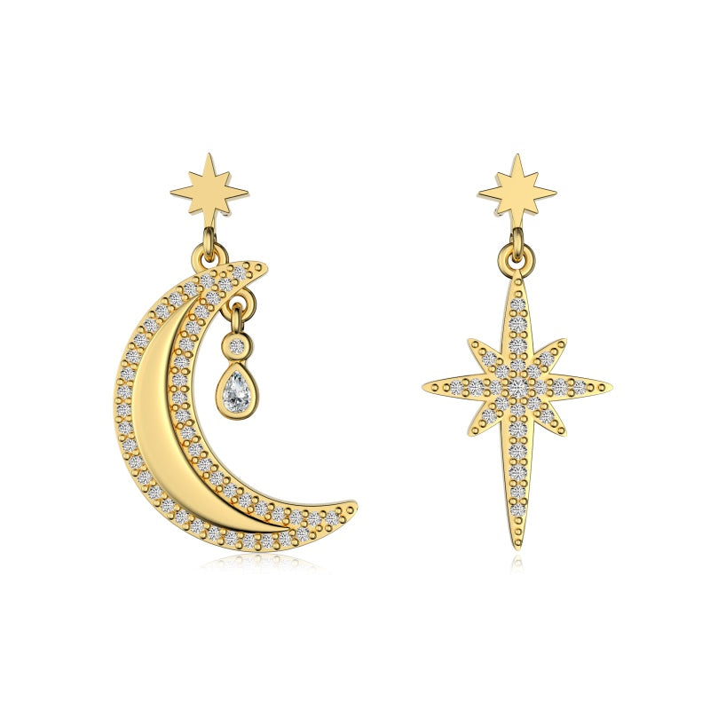 Star and Moon Studs